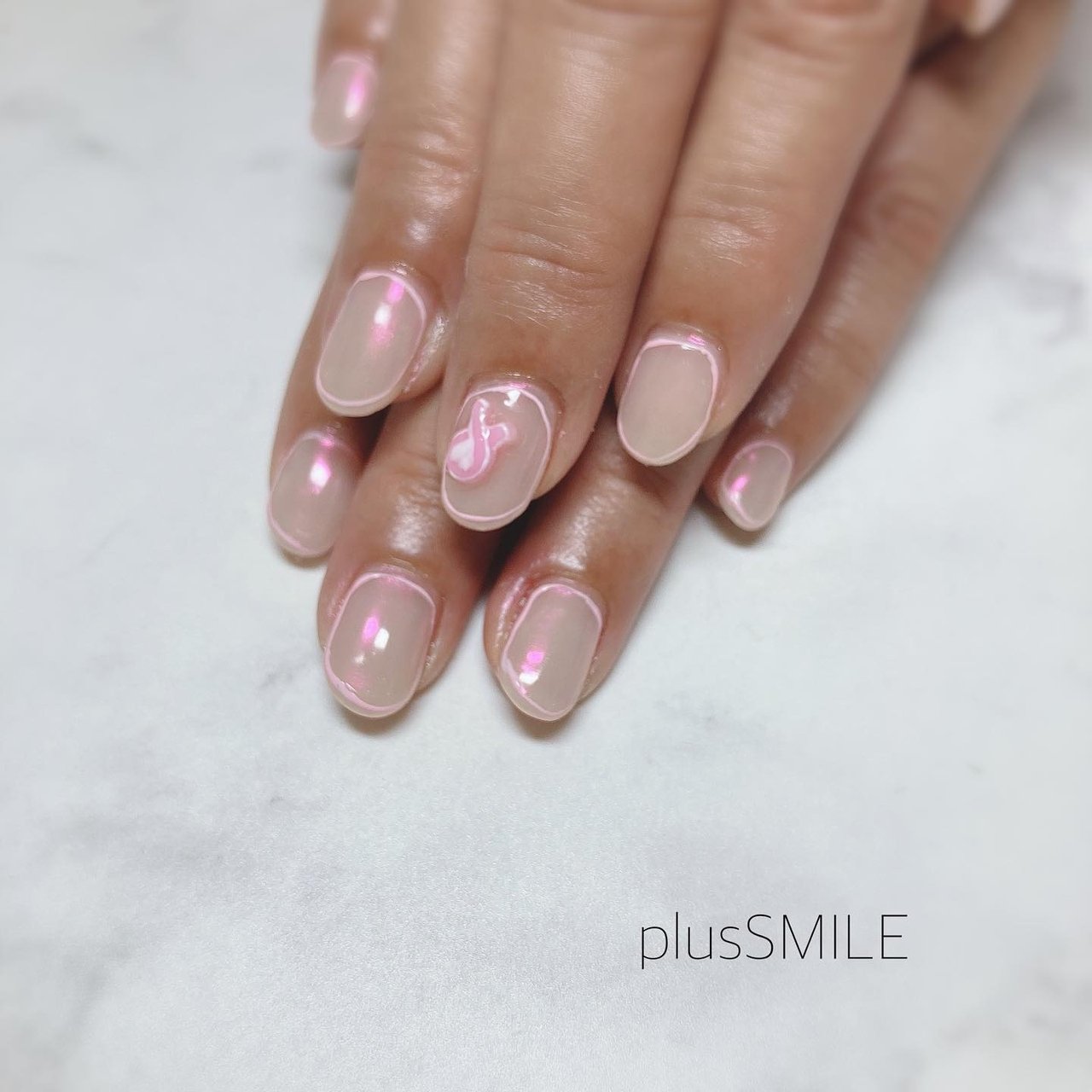 オフィス/オーロラ/ピンク - plussmileのネイルデザイン[No.8401662