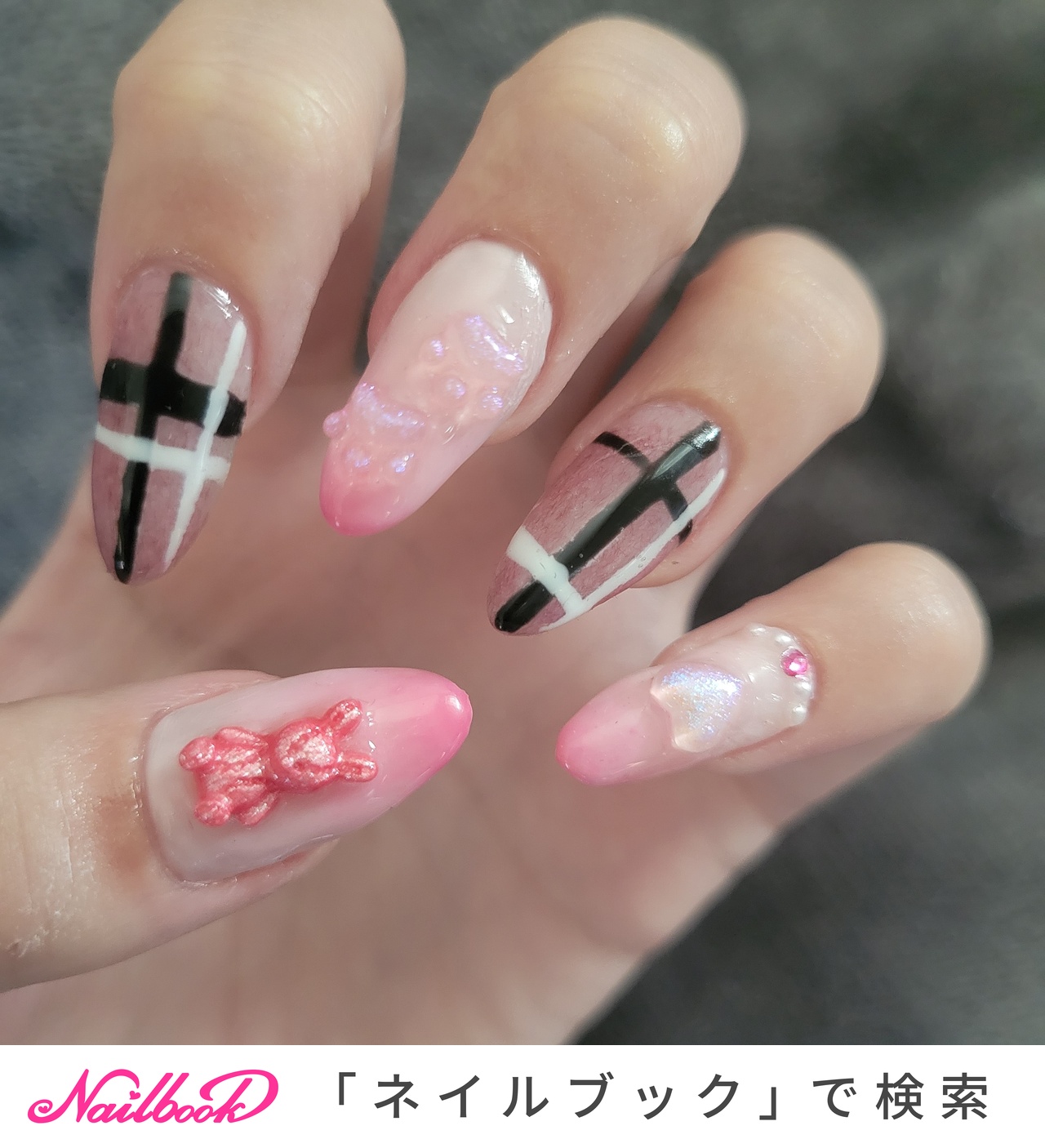 ① オーダー用 ネイルパーツ おすそ分け 立体 セルフネイル くま 花 金魚 人気順｜ピンク/#くまパーツネイルのネイルデザイン｜ネイルブック