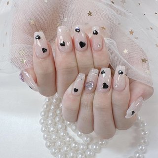 ４２９ネイルチップ ハート❤ ホログラム マーブル♡A Nail♡-