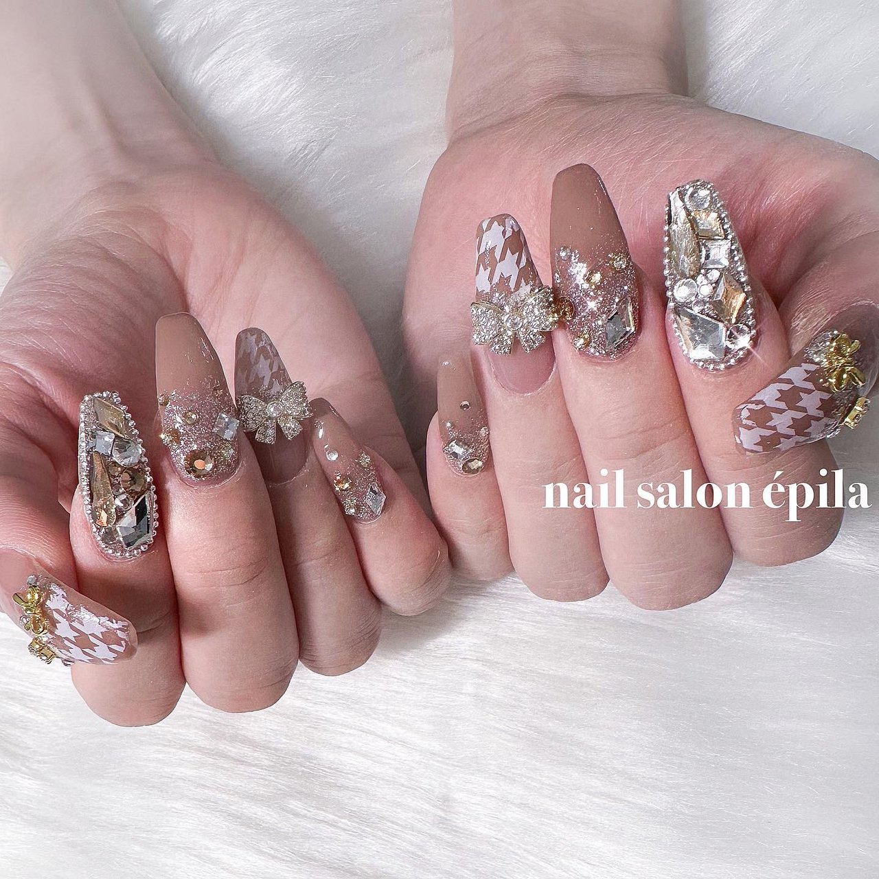 秋/ビジュー/千鳥柄/キラキラ/ワンホン - 大阪南森町キラキラ派手