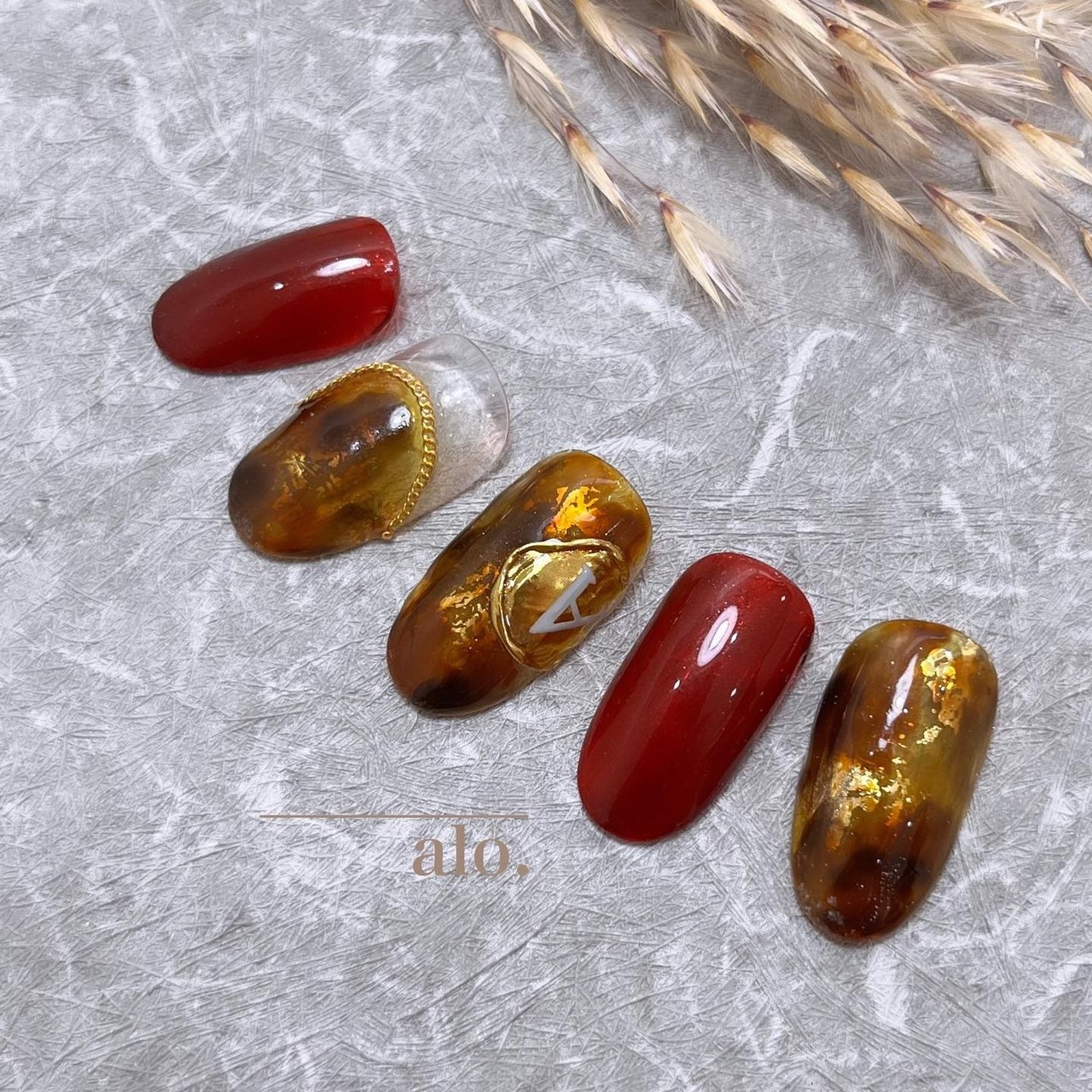 秋/べっ甲/ボルドー/ネイルチップ - nail_aloのネイルデザイン[No 