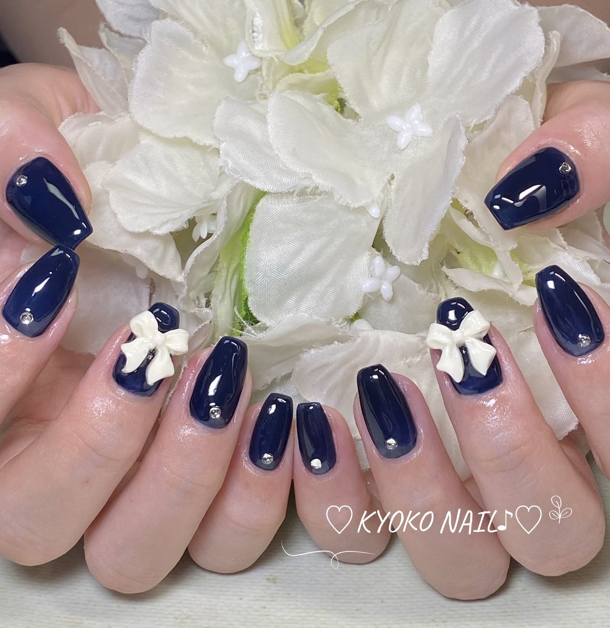 オールシーズン/ハンド/ワンカラー/リボン/ミディアム - Kyoko nailの