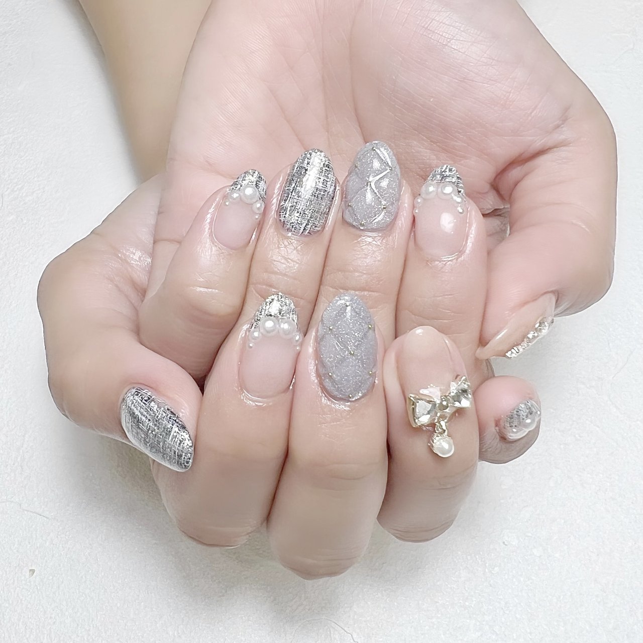 秋/冬/ハンド/ツイード/キルティング - o.risatoのネイルデザイン[No