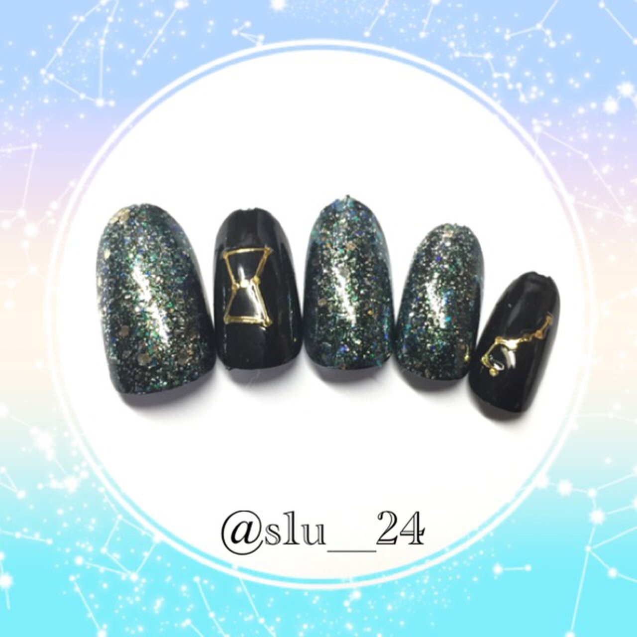 オールシーズン ハンド ギャラクシー ロング ブラック ʚ しう ɞ のネイルデザイン No ネイルブック