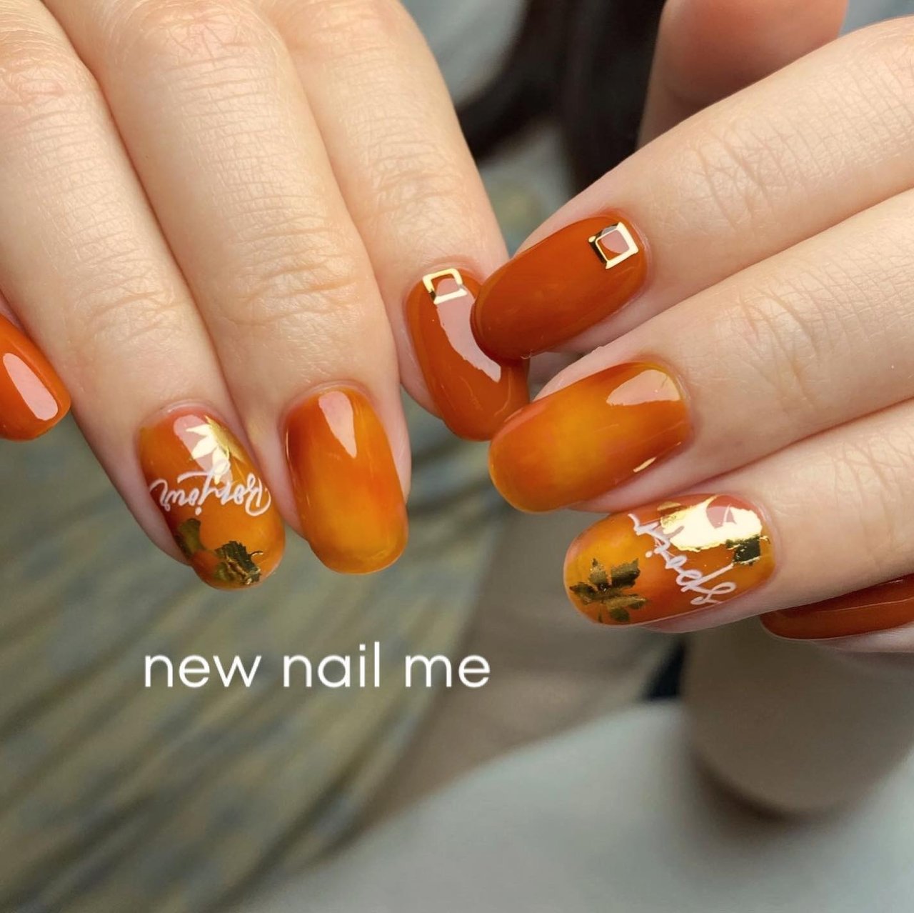 秋/ハンド/べっ甲/写ネイル/ミディアム - new nail me(ニューネイル