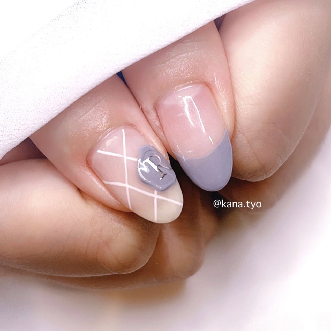 03))リボンネイル ネイルチップ 韓国ネイル フレンチガーリー シンプル