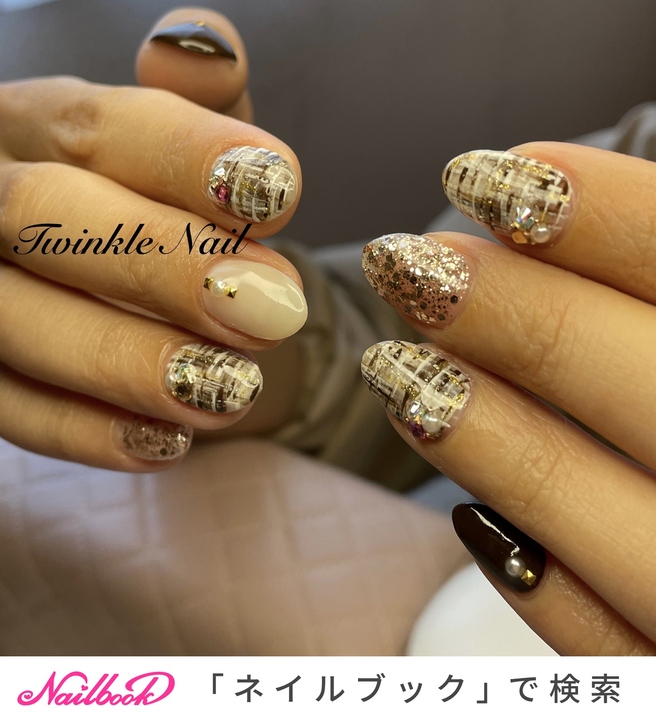 秋/冬/ハンド/ラメ/ワンカラー - twinkle_atsuのネイルデザイン[No