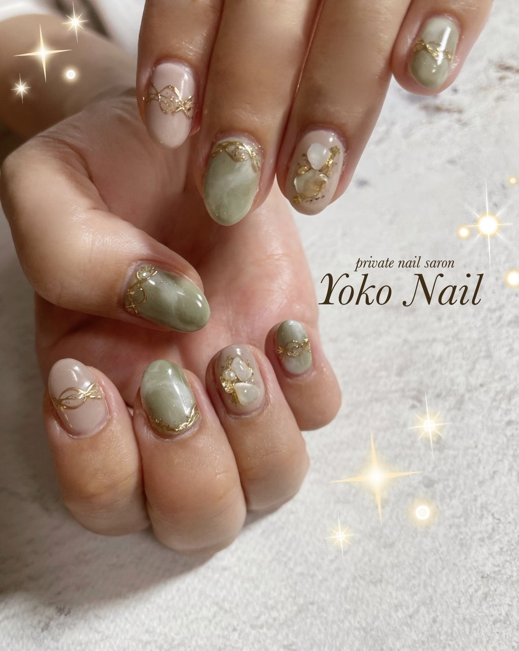 秋/旅行/オフィス/ニュアンス/マーブル - Yoko Nailのネイルデザイン