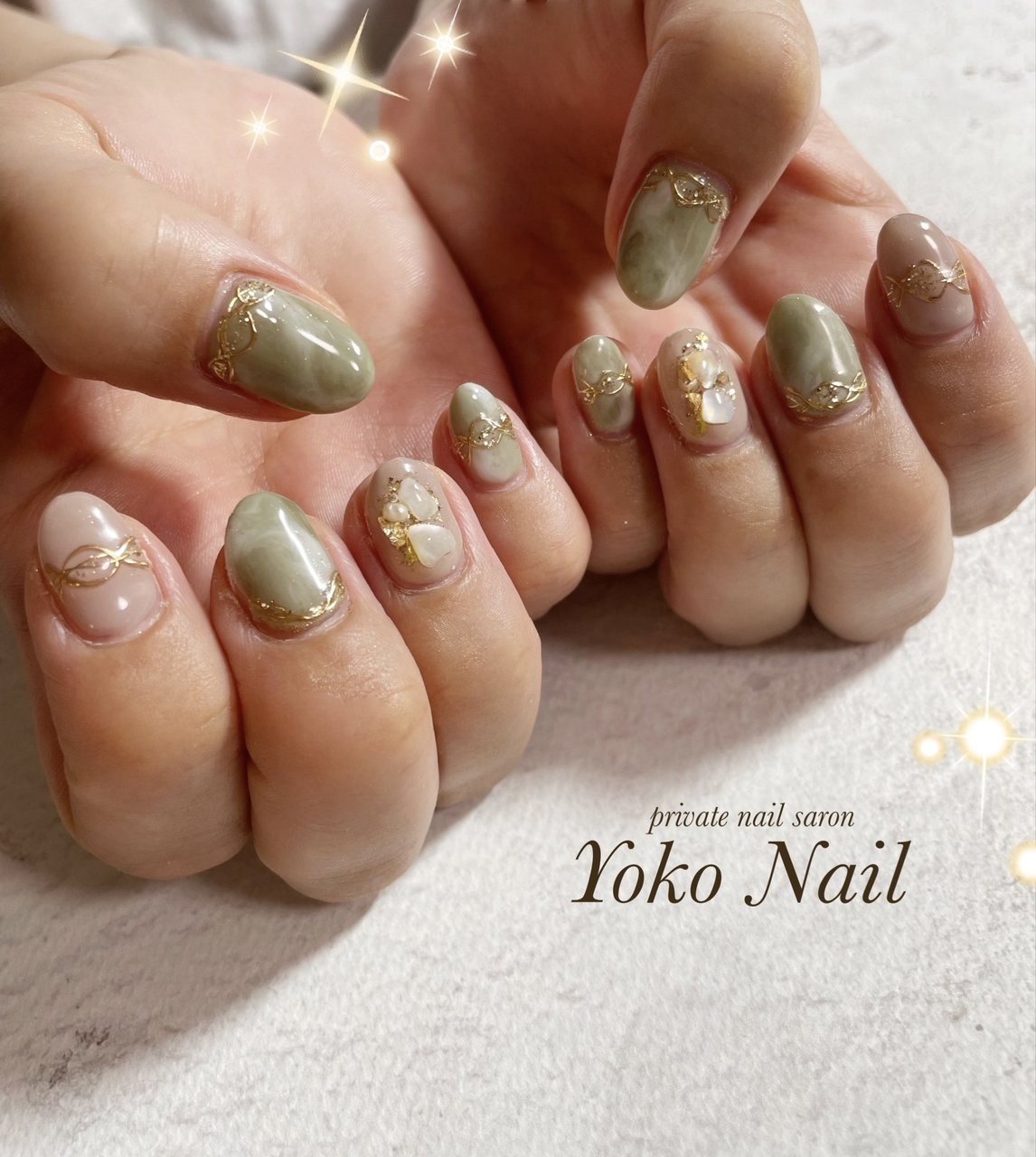 秋/旅行/オフィス/ニュアンス/マーブル - Yoko Nailのネイルデザイン