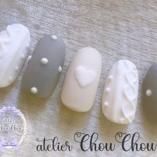 【No.040】ネイルチップ♡グレーネイル♡ニットネイル♡マットコート 3c226dbf99f736fa8e1f1070b04fbf