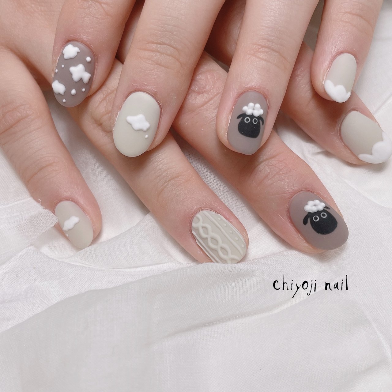 冬/ハンド/ニット/マット - chiyoji nail / aiのネイルデザイン[No 