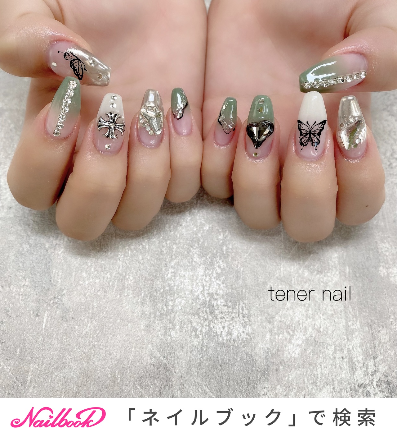 ゴールド ラメ クロムハーツネイル 10個 1280_lc