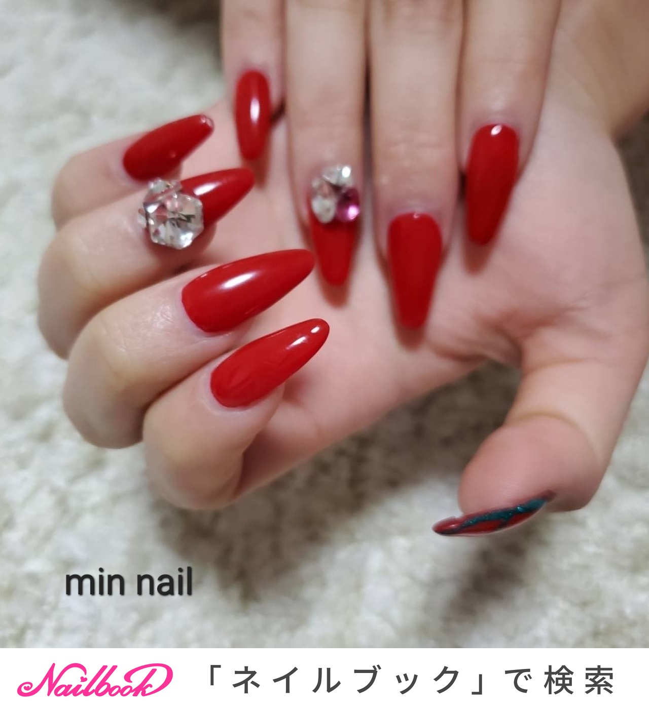 ハンド/レッド/ジェルネイル/お客様 - min nailのネイルデザイン[No