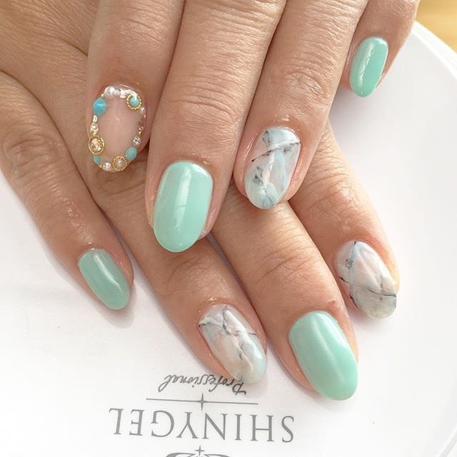 夏 オールシーズン 梅雨 ハンド ワンカラー Aya Nail Fluffyのネイルデザイン No ネイルブック