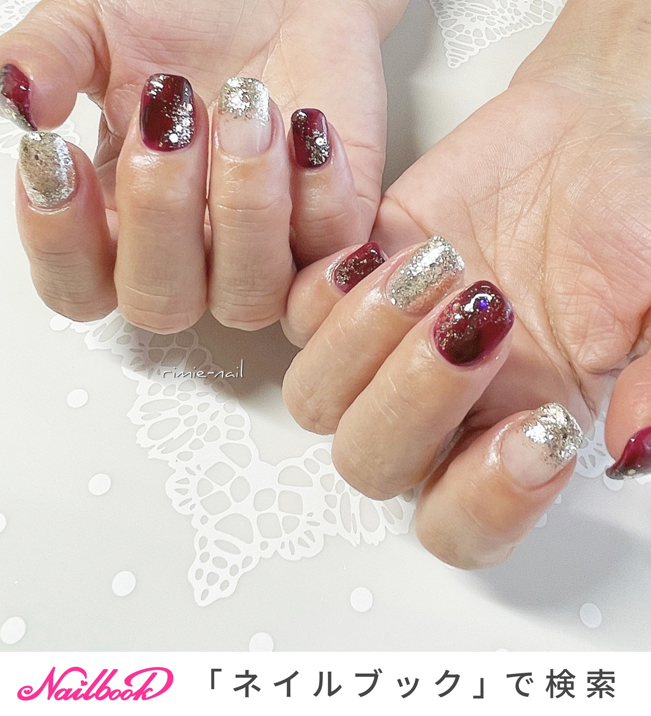 秋/ハンド/ニュアンス/ミディアム/スクエアオフ - rimie_nailの