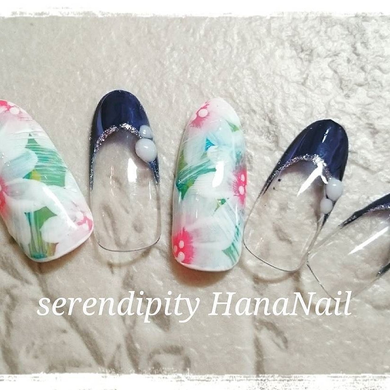 春 夏 ハンド フラワー マリン Serendipity Hananailのネイルデザイン No ネイルブック