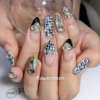 ♡モノトーンツイードネイル♡ ネイルチップハンドメイド-RG ブラスト