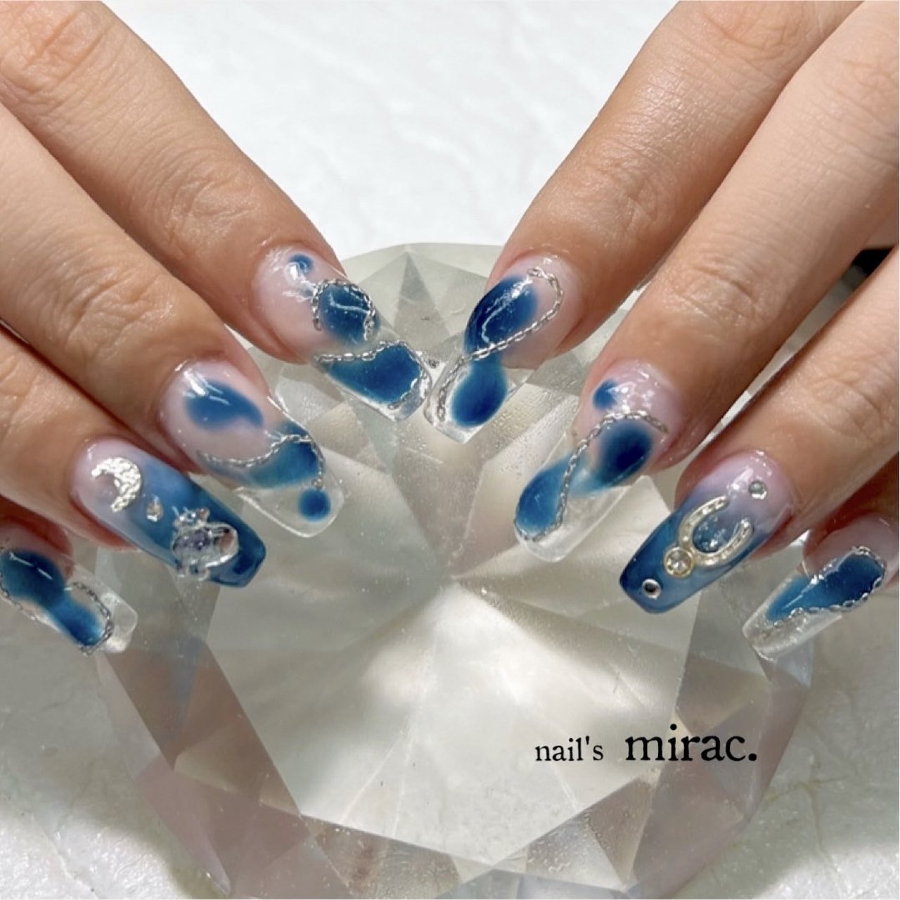 クリア/ブルー - nail'smirac.☆林 智子のネイルデザイン[No.8462935