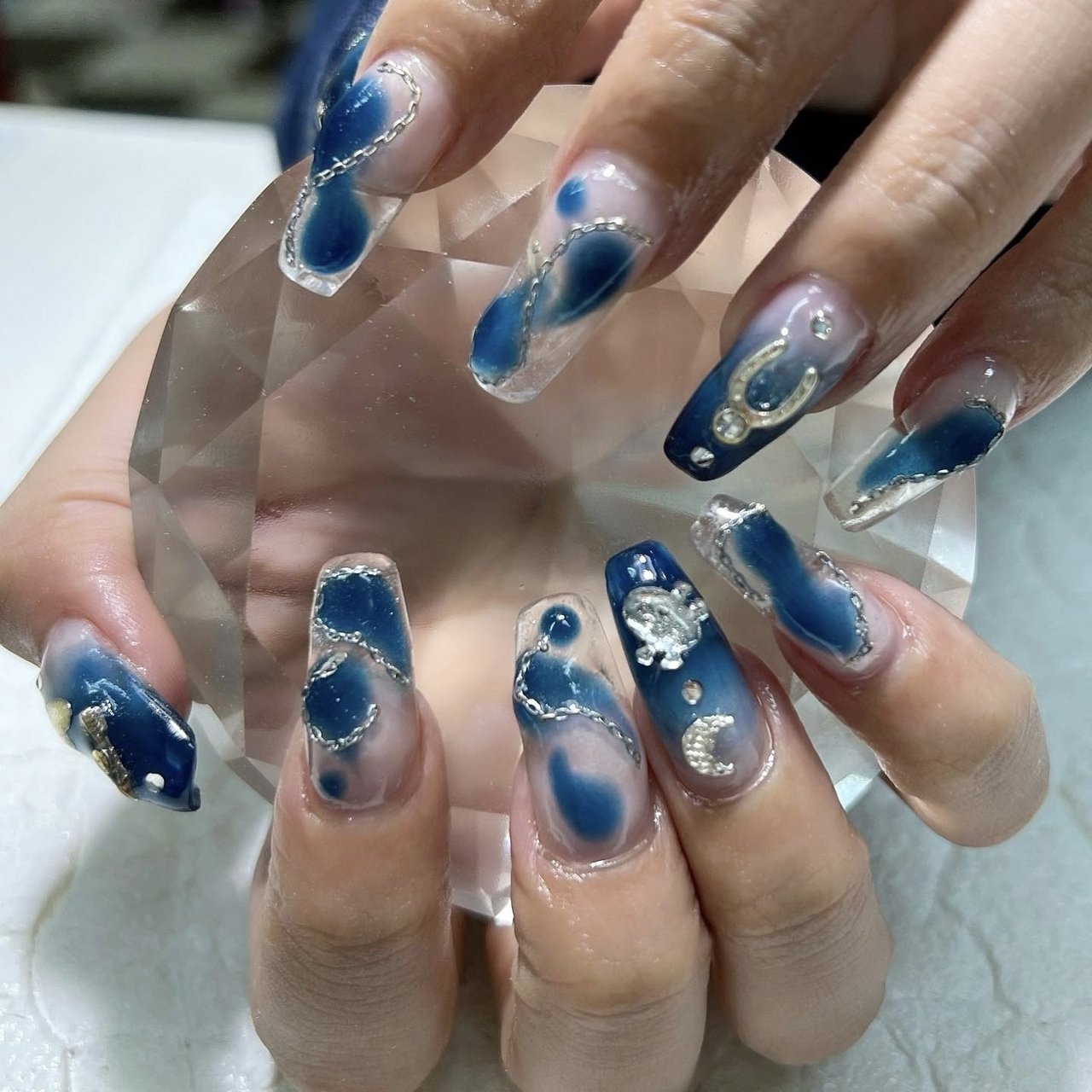 クリア/ブルー - nail'smirac.☆林 智子のネイルデザイン[No.8462935
