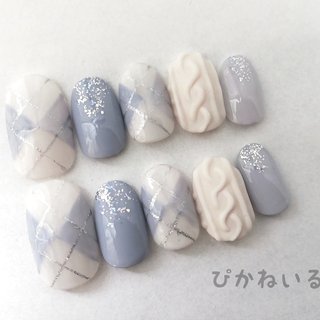 人気順｜ブルー(青)/アーガイルネイルのネイルデザイン｜ネイルブック