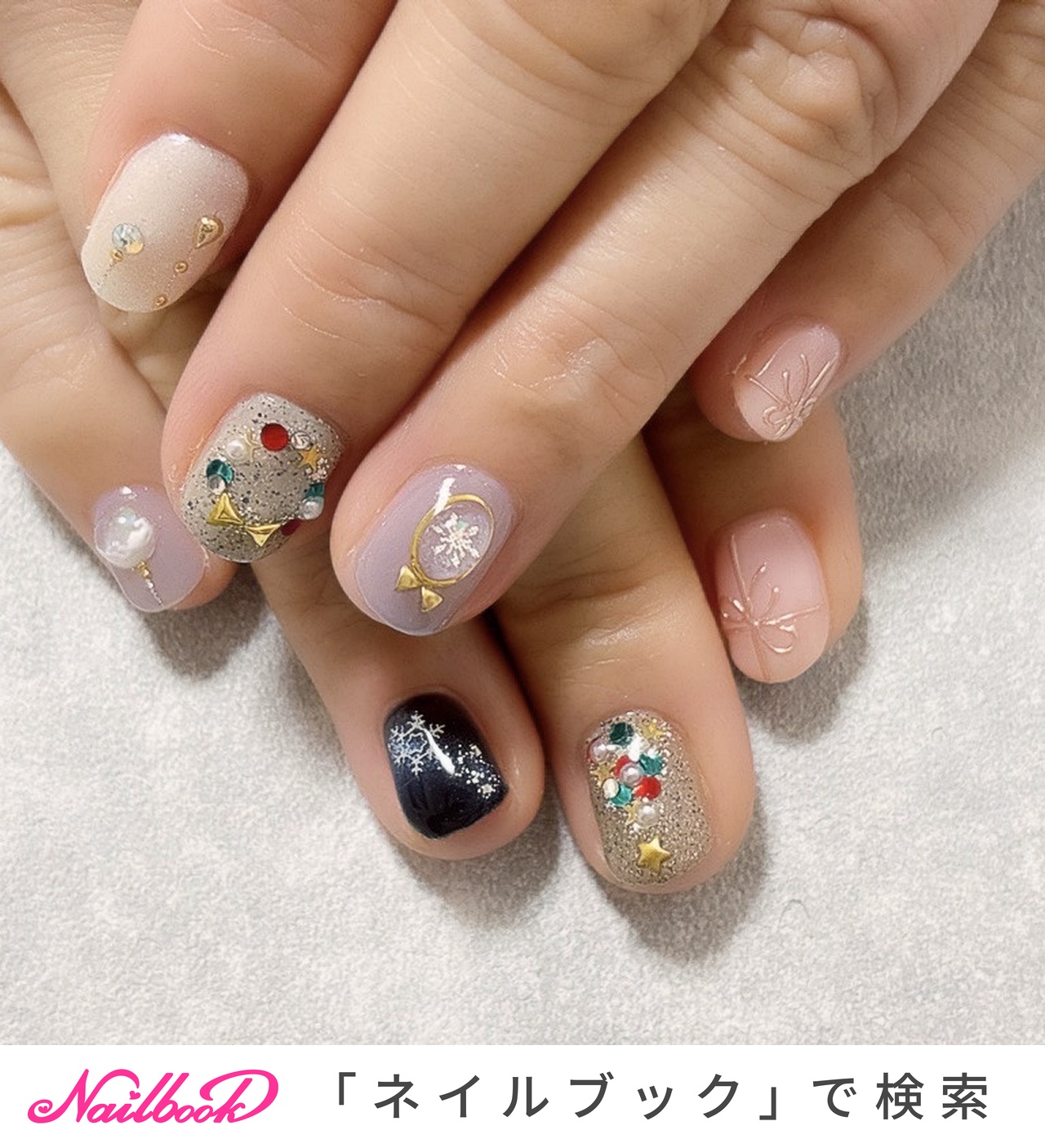 冬/クリスマス/ハンド/星/マグネット - ゆっきー(^ ^)のネイルデザイン