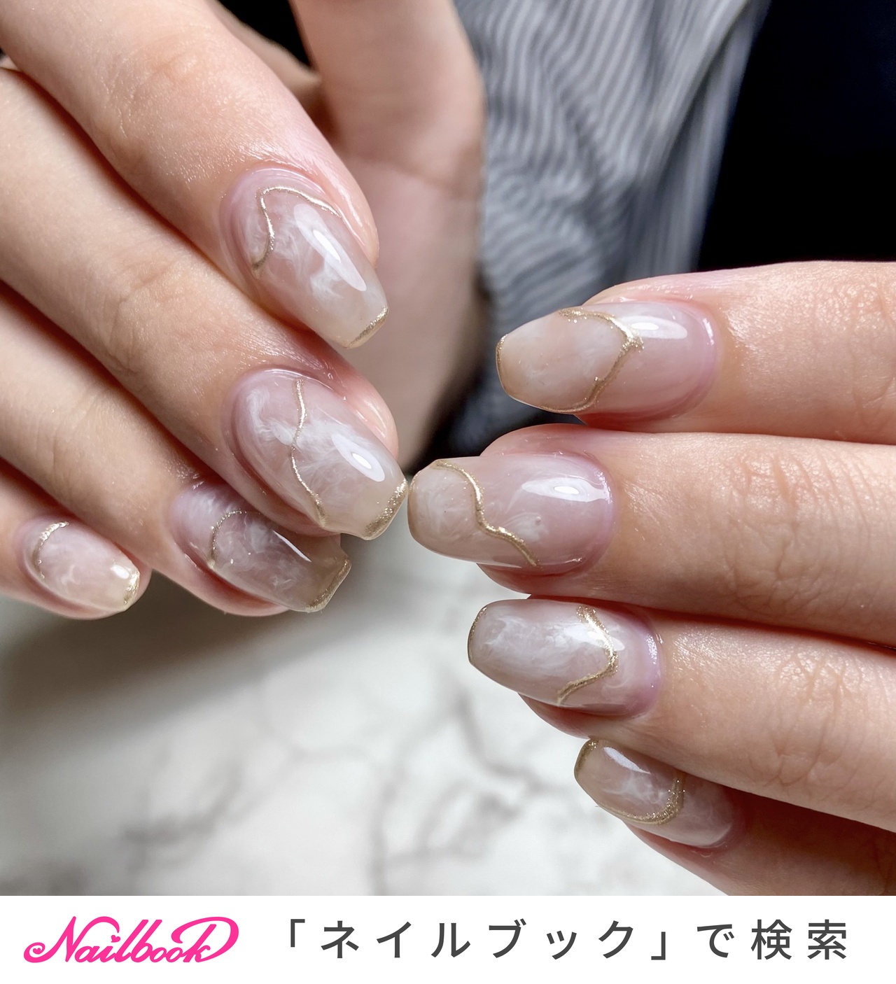 白もやネイルのネイルデザイン|ネイルブック 白もやネイルのネイルデザイン|ネイルブック