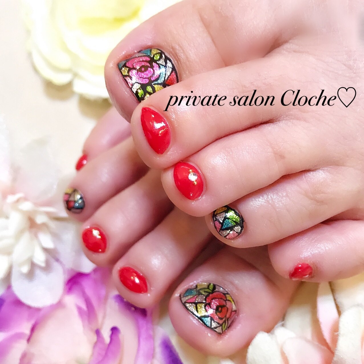 オールシーズン フット シンプル ステンドグラス ショート Sachi Clocheのネイルデザイン No ネイルブック