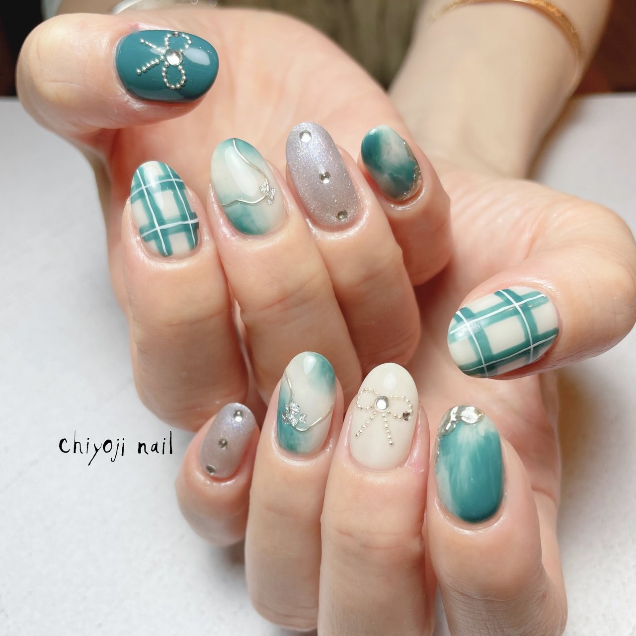 オールシーズン/ハンド/チェック/マグネット/マーブル - chiyoji nail
