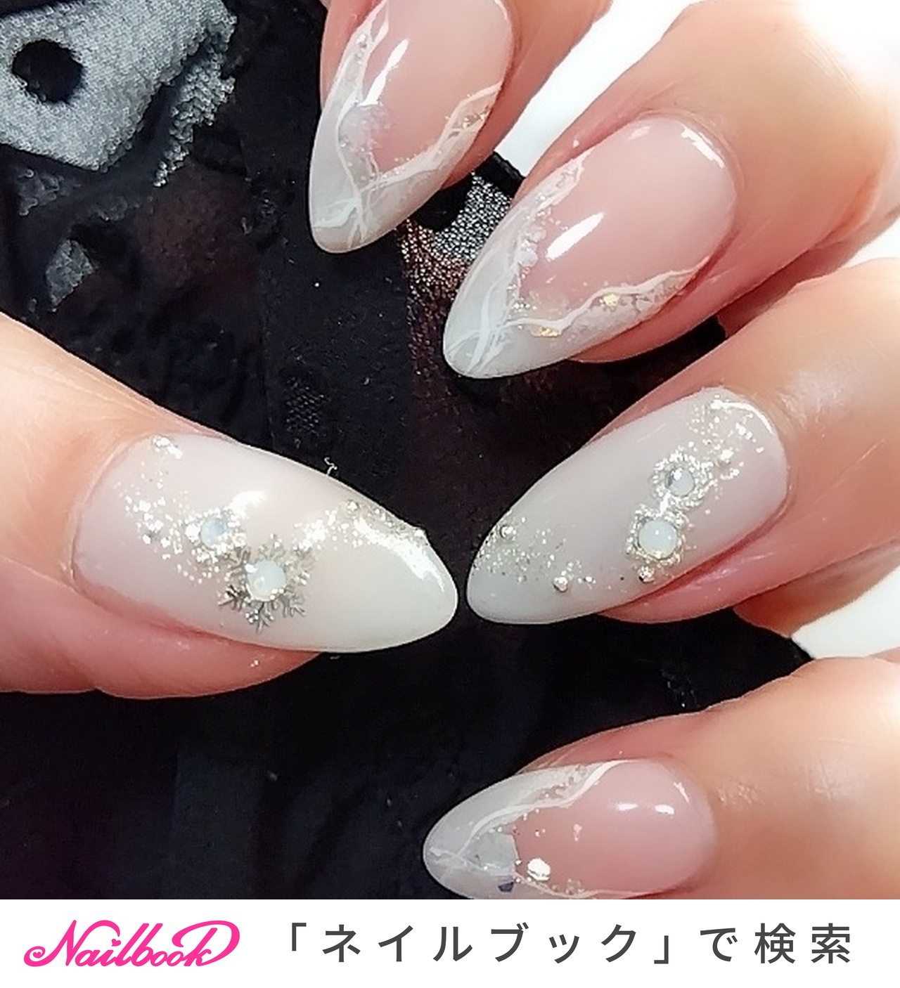 冬/クリスマス/ハンド/フレンチ/レース - くるみるく35のネイル