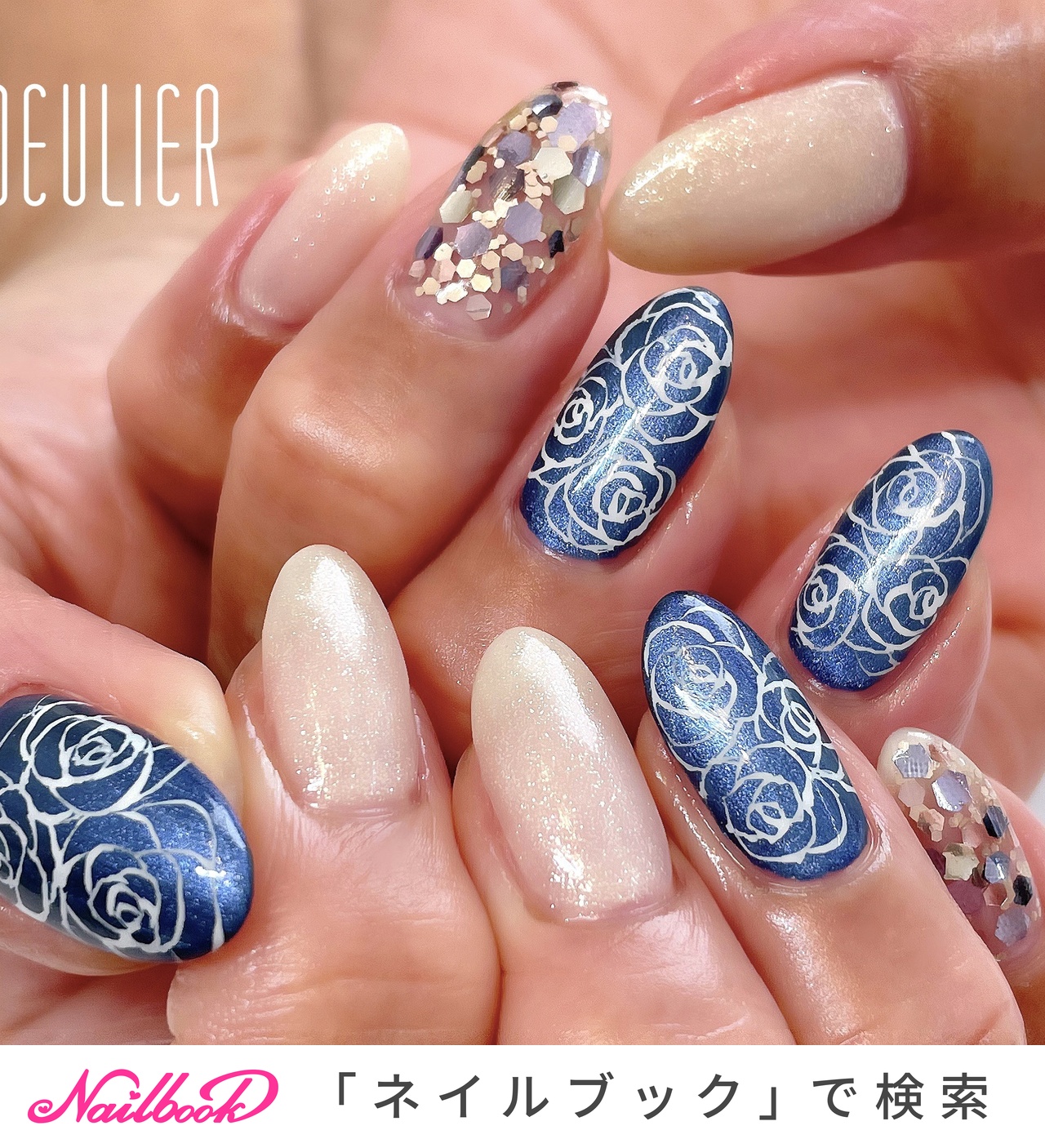 おすすめ順｜ブルー(青)/薔薇のネイルデザイン(5ページ目)｜ネイルブック