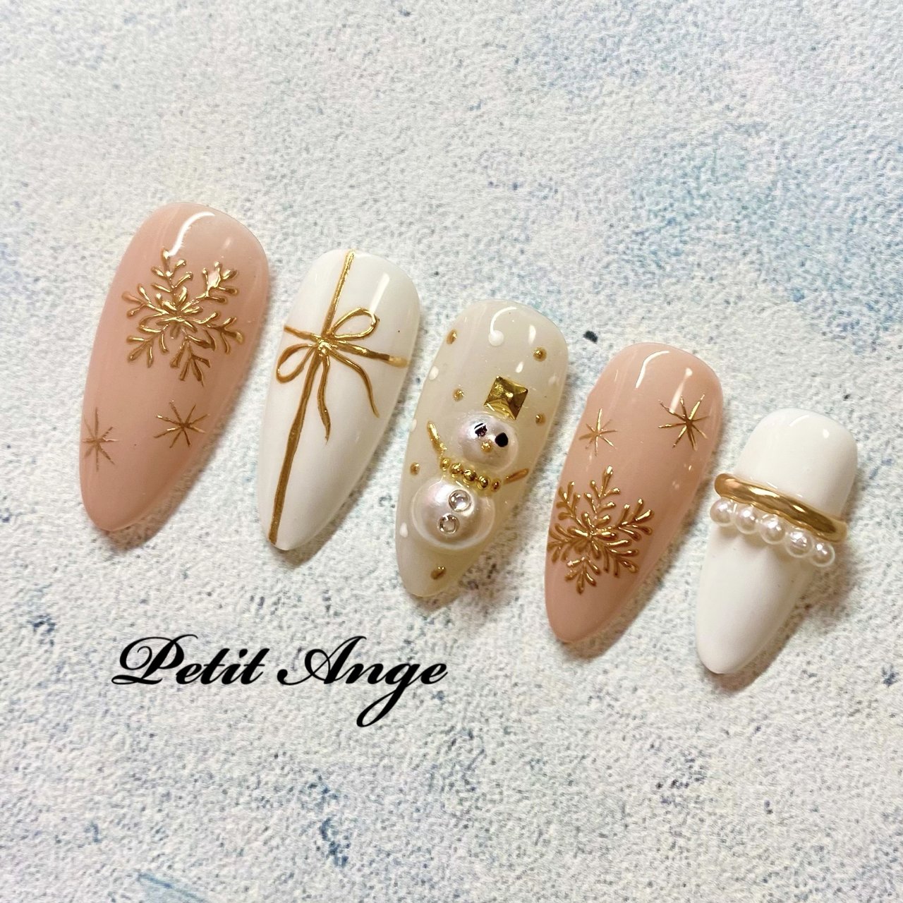 ネイルチップ クリスマスネイル 雪だるまネイル 溶けだるまネイル NO