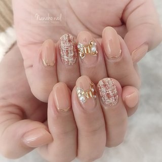 リボンビジューのネイルデザイン｜ネイルブック