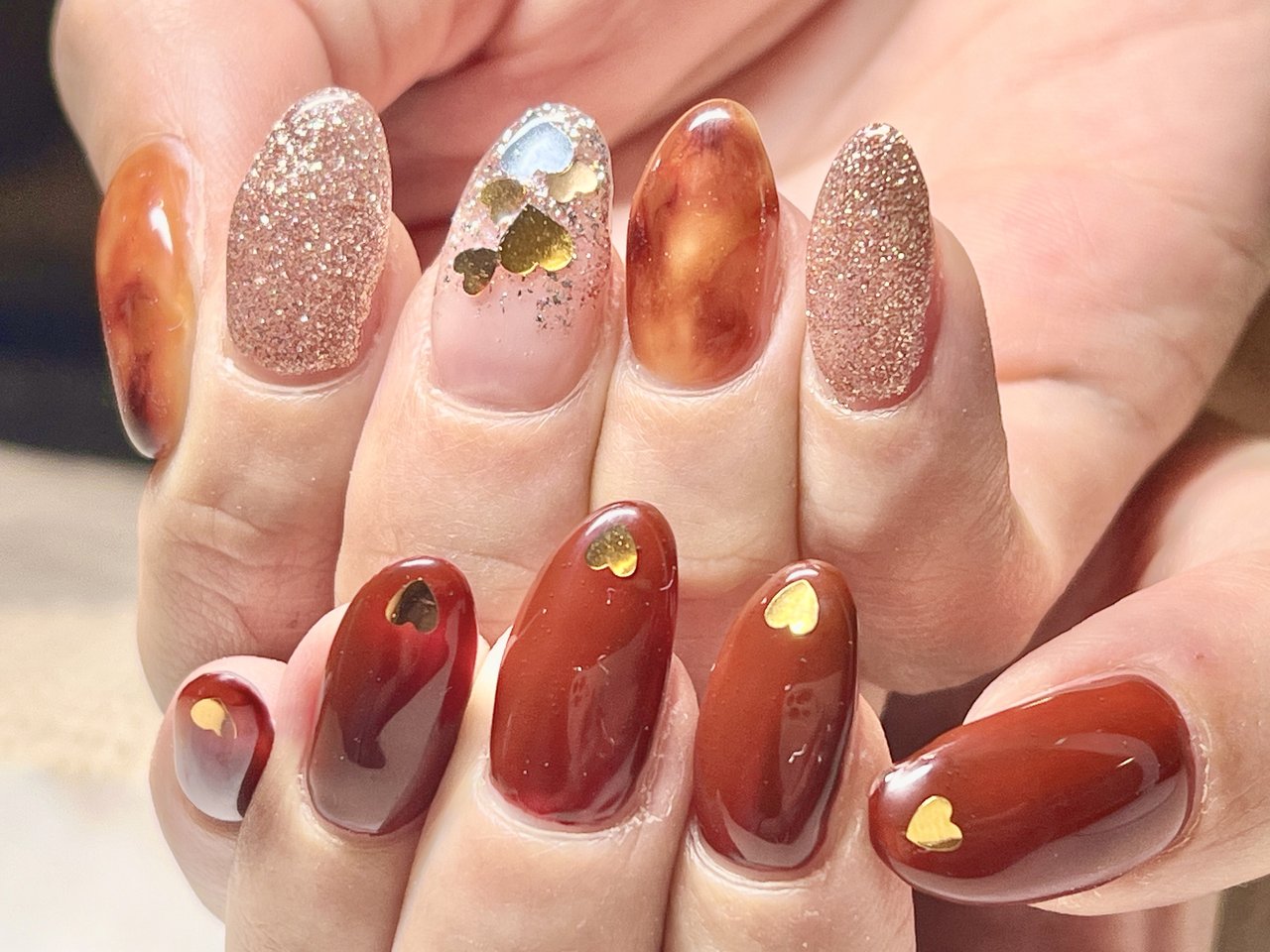 秋/冬/バレンタイン/ハンド/ハート - はるちん🐬のネイルデザイン[No  