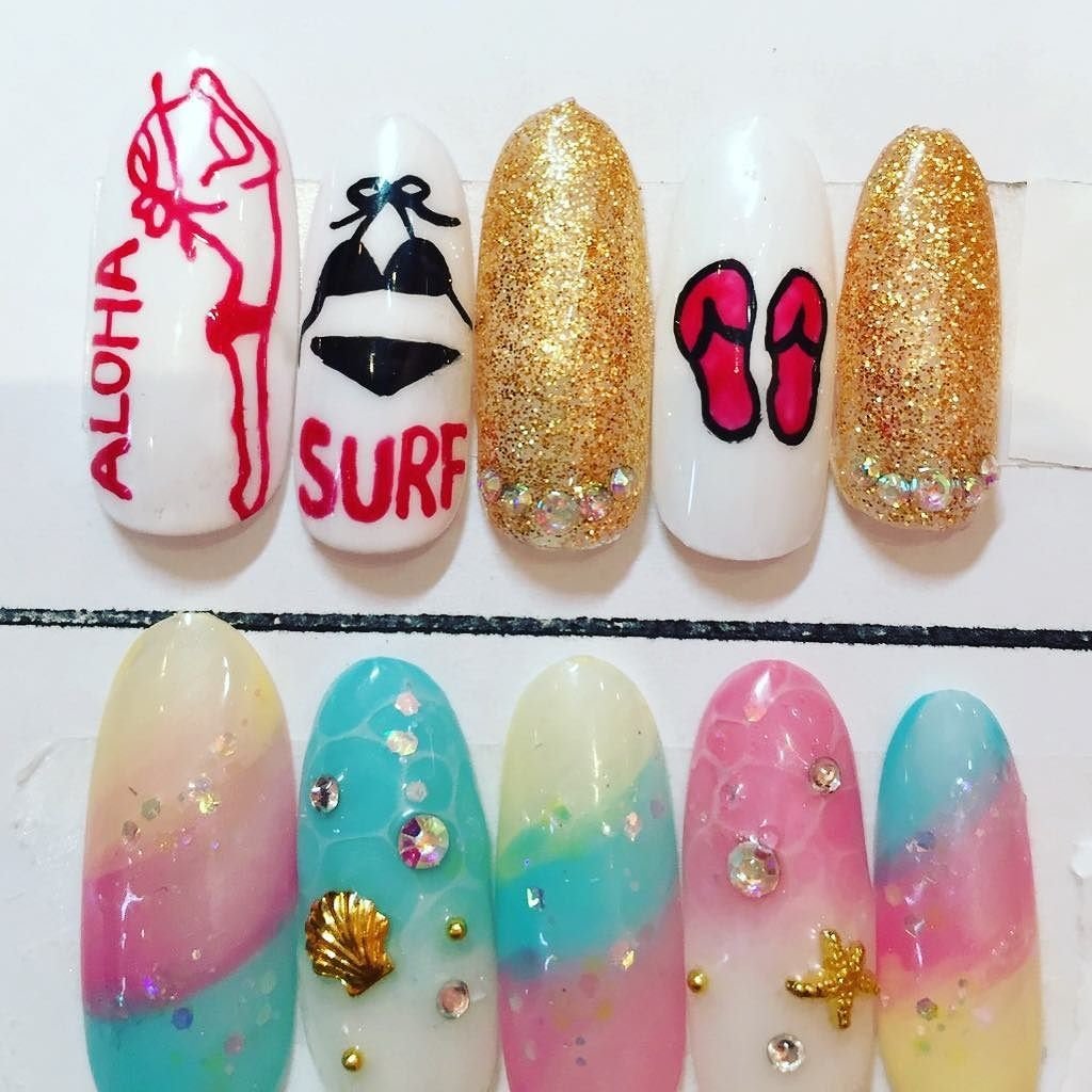 夏 旅行 海 リゾート ハンド Nailsgogo Shibuya Nailsalonのネイルデザイン No 2285632 ネイルブック