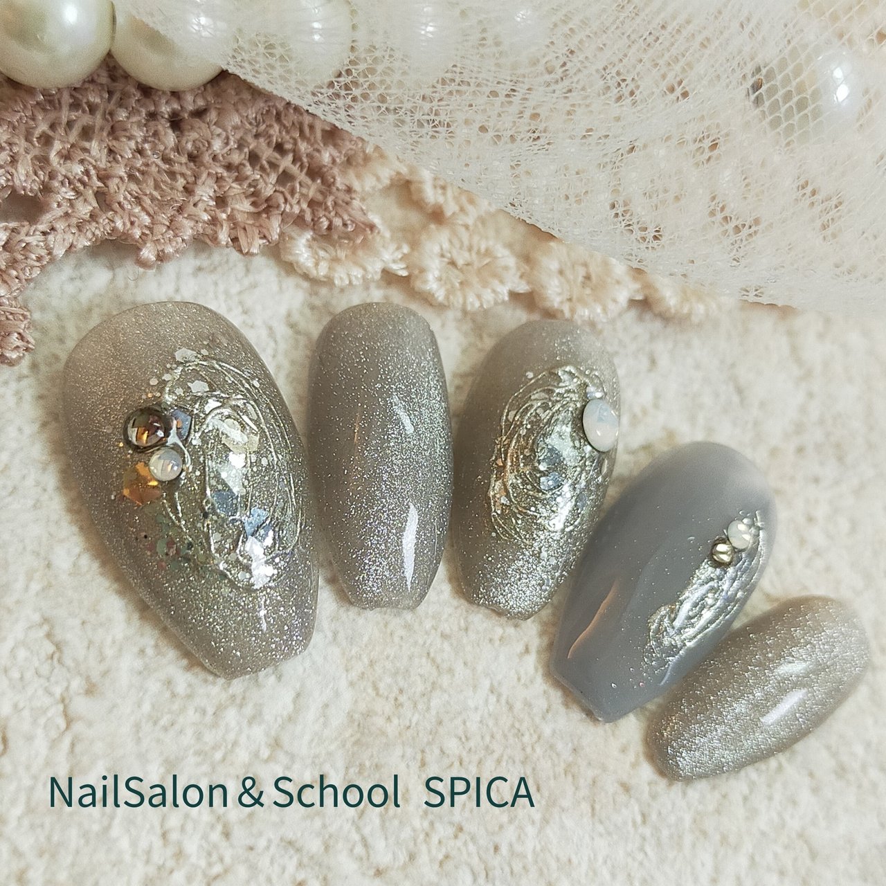 冬/ハンド/マグネット/ミラー/グレー - NailSalon＆School SPICAの