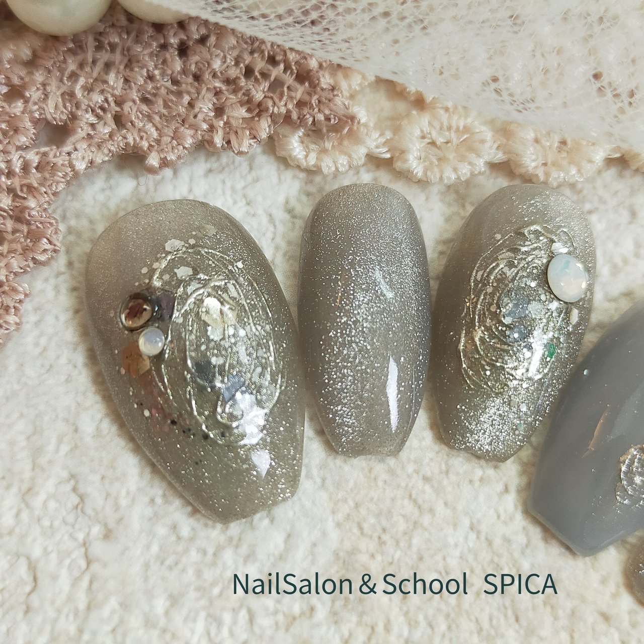 冬/ハンド/マグネット/ミラー/グレー - NailSalon＆School SPICAの