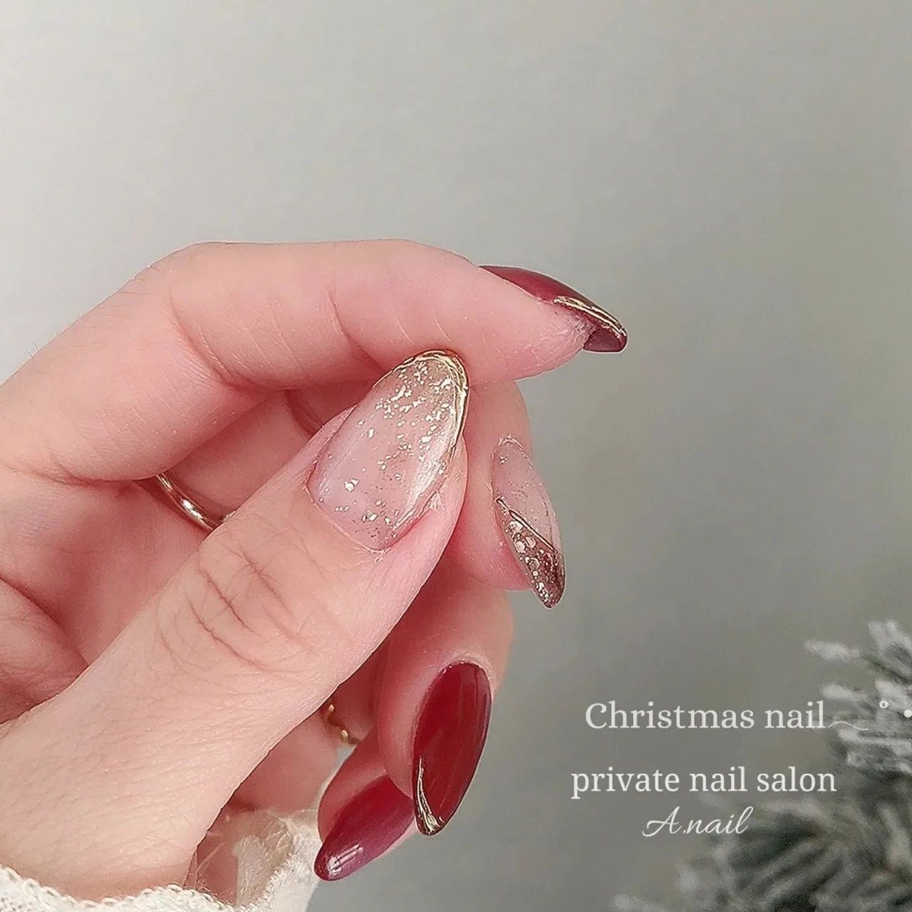 冬/クリスマス/オフィス/マグネット/レッド - A.nail.のネイルデザイン 