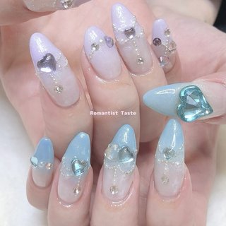 ネイルチップ☆ブルーキラキラマグネットゴテゴテ推しオーダー受け付け中☆