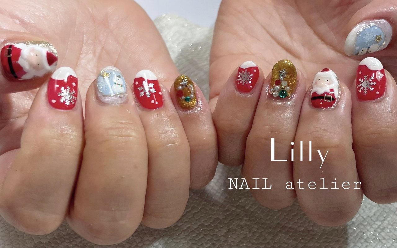 限定X'masネイルサンタマグネットツリーリース雪冬ネイル