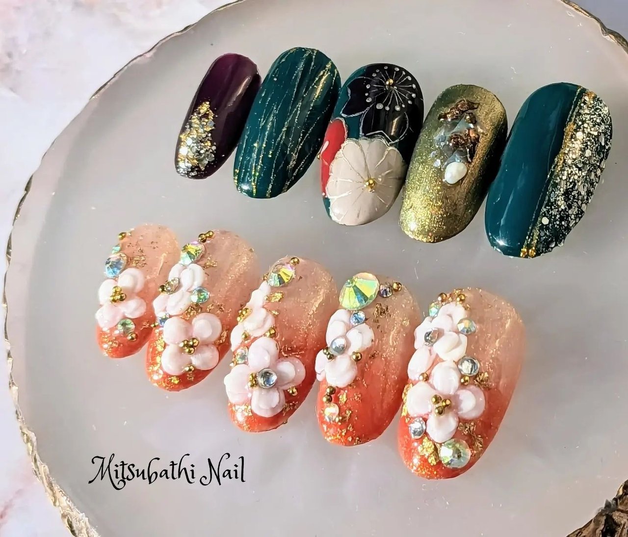 冬/お正月/成人式/フラワー/3D - mitsubachi_nailのネイルデザイン[No 