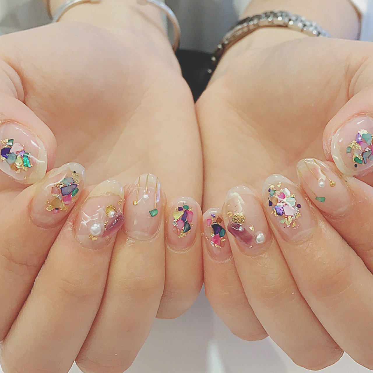 シェル パール エスニック ホイル クリア Muu Nailのネイルデザイン No ネイルブック