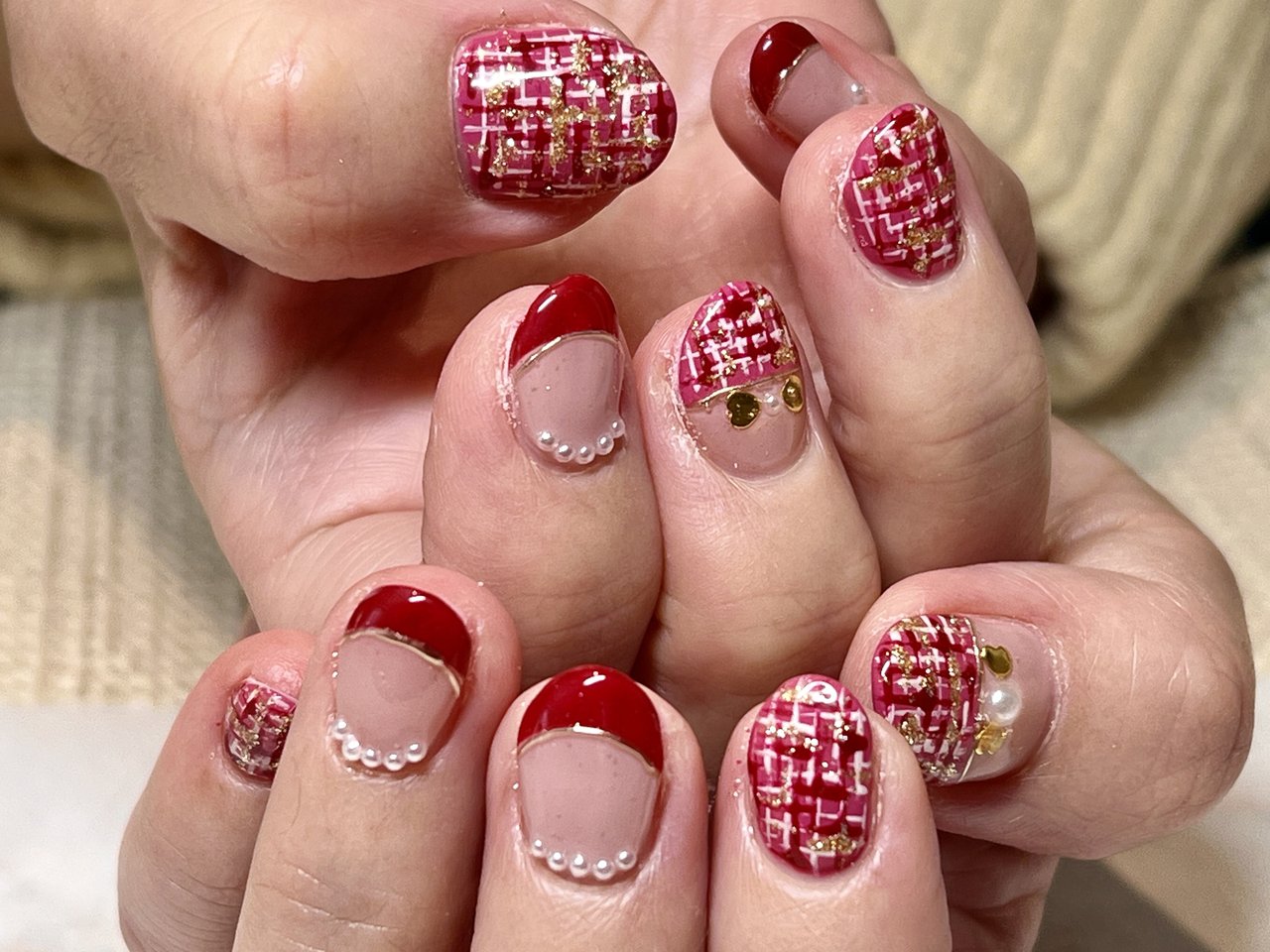 冬/お正月/クリスマス/ハンド/ツイード - はるちん🐬のネイルデザイン  