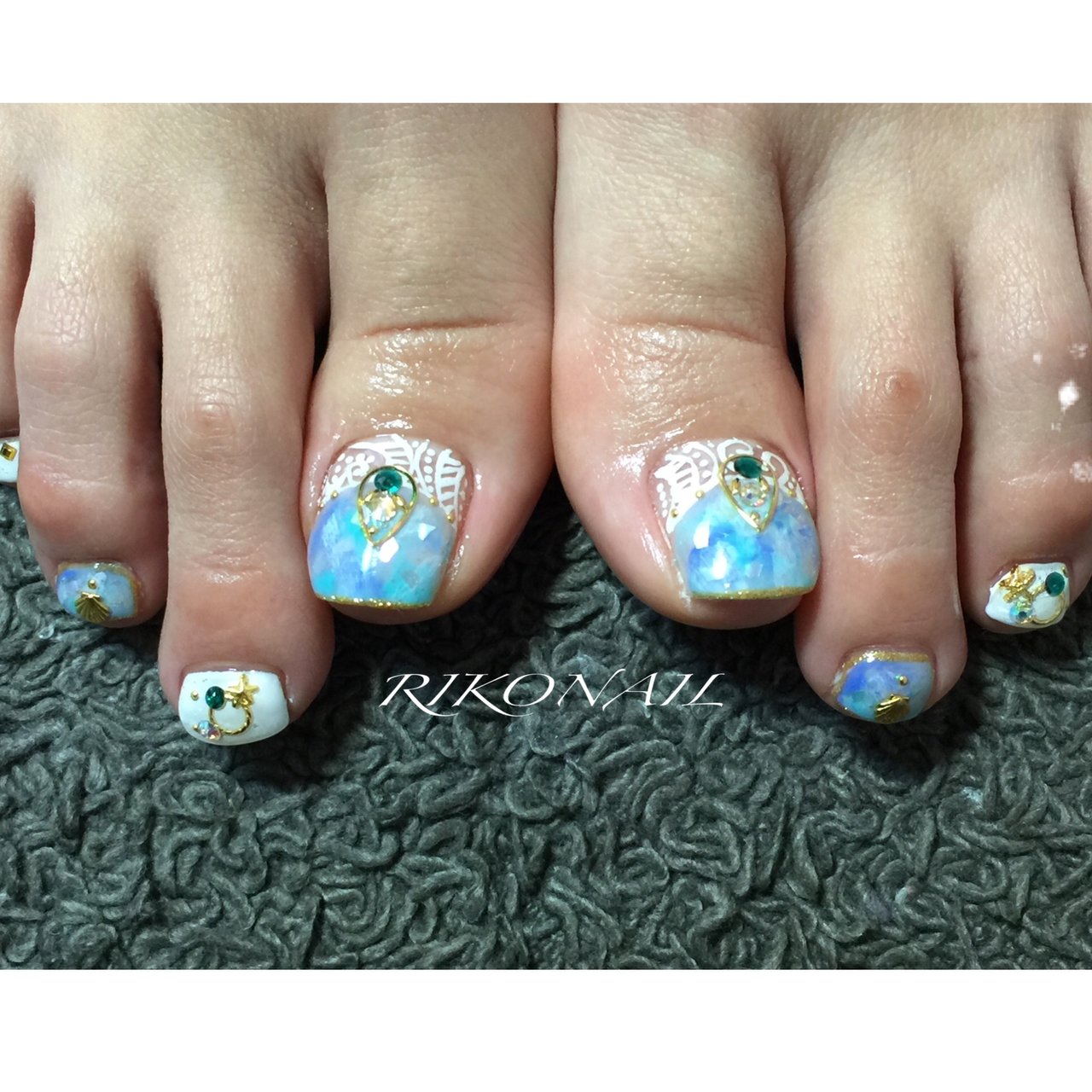 夏 海 フット タイダイ レース Riko Nailのネイルデザイン No ネイルブック