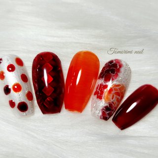 成人式/フラワー/ドットのネイルデザイン｜ネイルブック 