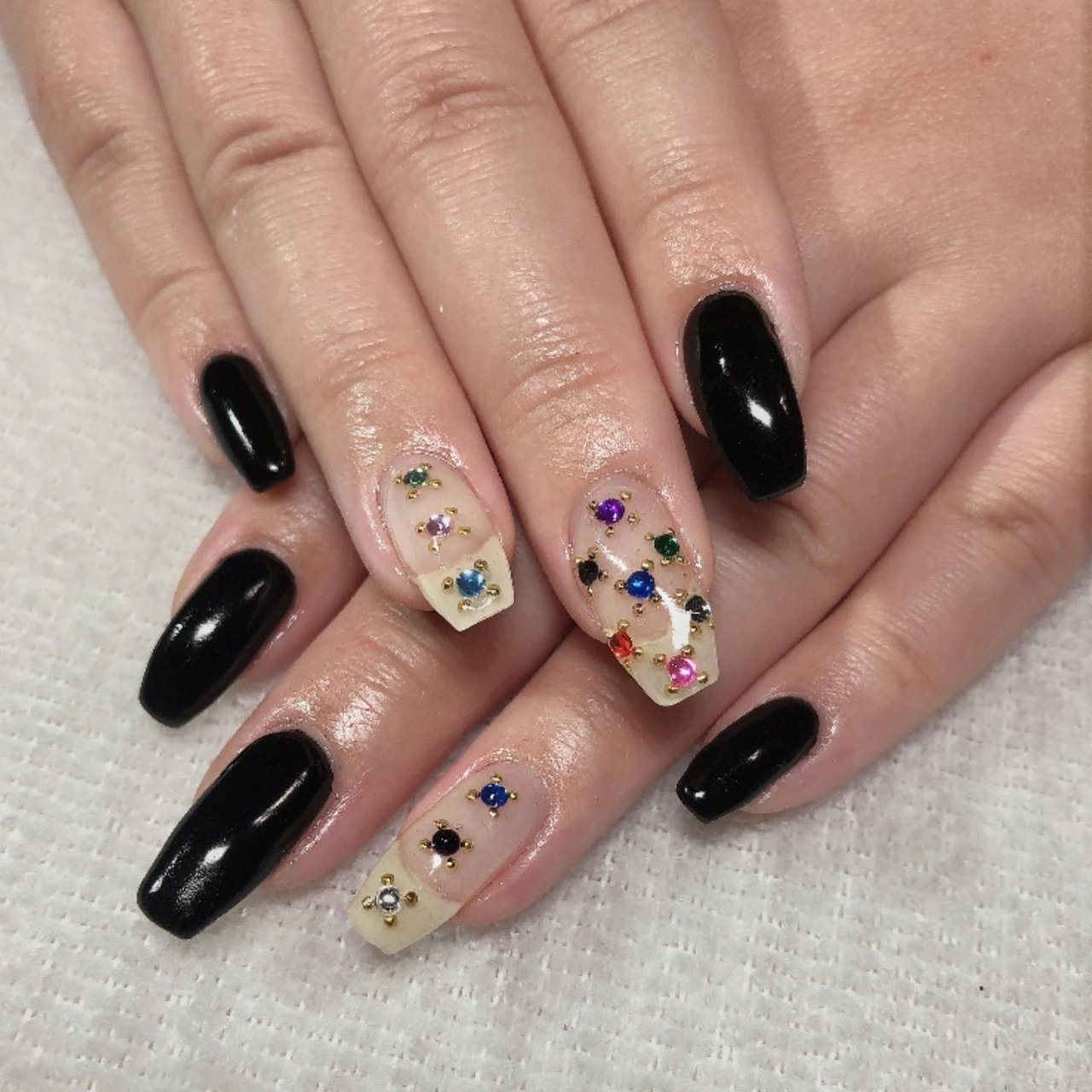 ネイルアート用品セット 黒バッグ付き 楽天市場】☆ゼブラ柄MIXネイル☆ブラック メタリックシルバー