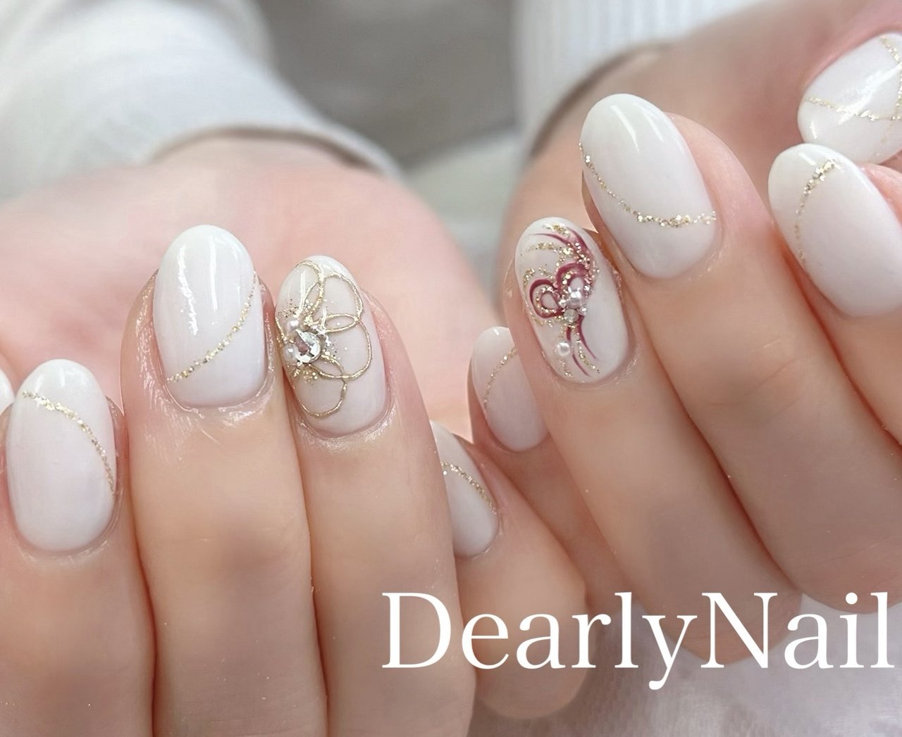 冬/お正月/ハンド/ラメ/パール - DearlyNailのネイルデザイン[No