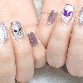 お客様の好きが詰まったマグネットネイル👽👿 
#アートネイル 
#リクエストデザイン 
#マグネット 
#マグネットネイル 
#宇宙人ネイル 
#宇宙人
#宇宙ネイル 
#持ち込みデザインok
#美フォルムネイルサロン 
#もちのいいネイル 
#フィルイン導入
#ケア込み
#ケア重視 
#湘南 
#プライベートネイルサロン
#湘南ネイル 
#湘南ネイルサロン 
#湘南プライベートネイルサロン 
#平塚市 
#平塚ネイルサロン 
#平塚プライベートネイルサロン 
#大磯 #茅ヶ崎 #辻堂 #オールシーズン #ハロウィン #ハンド #痛ネイル #マグネット #ギャラクシー #ミディアム #スクエア #ネイビー #パープル #シルバー #ジェルネイル #お客様 #Abundances #ネイルブック