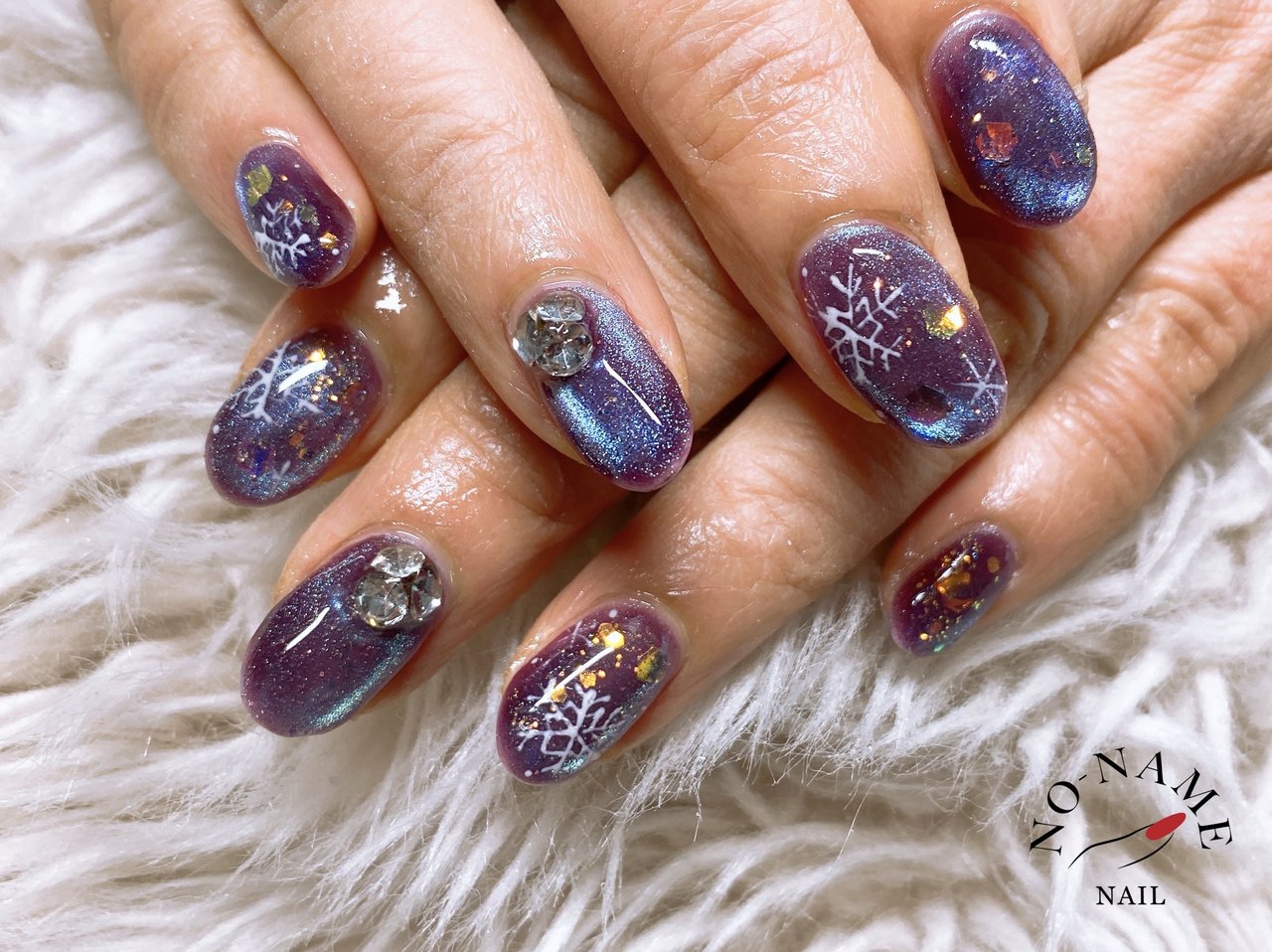 冬/ハンド/マグネット/パープル/ジェルネイル - sonomiのネイル