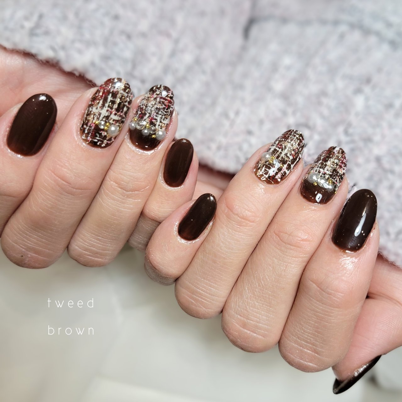 冬/デート/女子会/ハンド/ツイード - bullnailのネイルデザイン[No