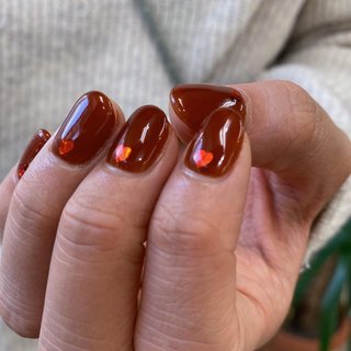 ネイルチップ ブラウン ニュアンス オレンジ ちゅるん オーダーネイル ネイルチップ ブラウン ニュアンス オレンジ ちゅるん オーダー